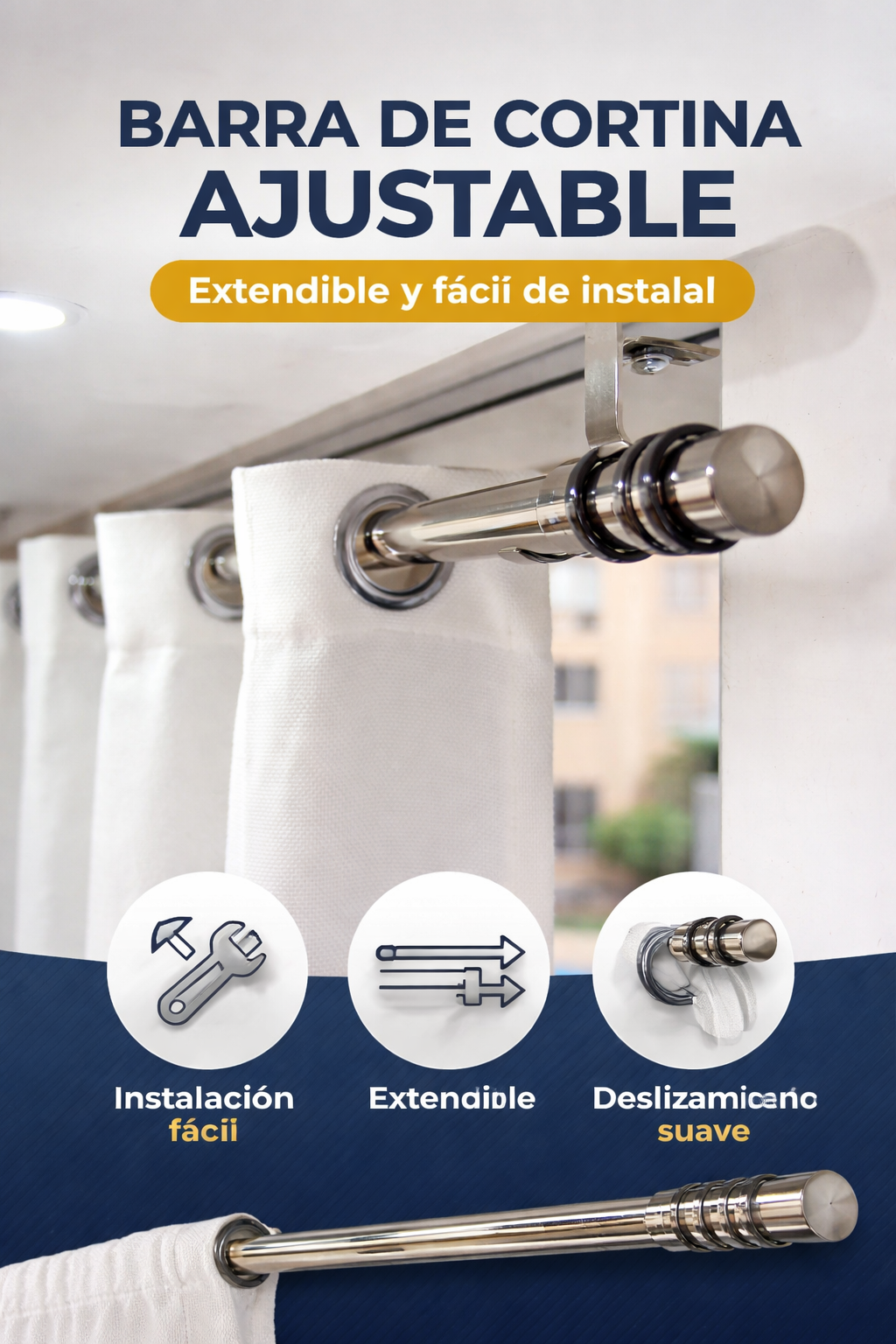 Barra Cortinero Ajustable